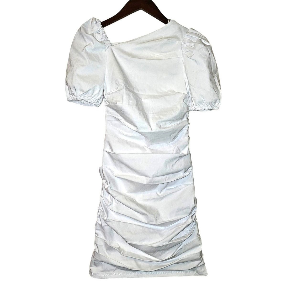 Anthropologie New Maeve Slim Puff-Sleeve Ruched Mini Dress $148 XXS White Size XXS / US 00 / IT 34 - 9 Thumbnail