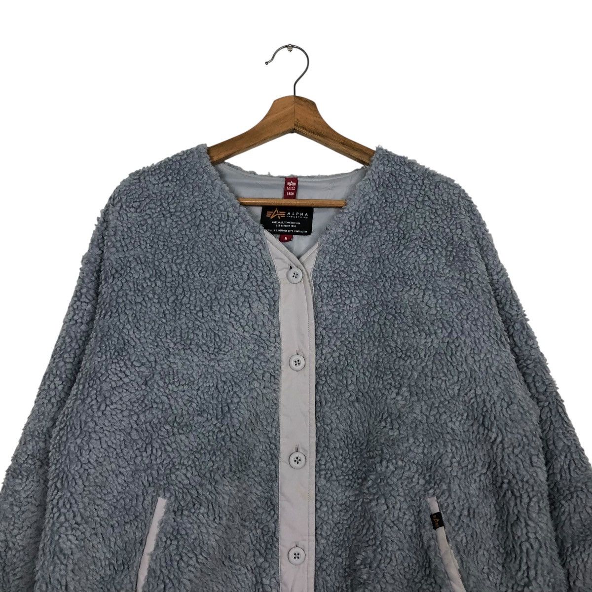 Alpha Industries 🔥VINTAGE DIP PILE FLEECE JACKET BUTTON ALPHA INDUSTRIES Size US M / EU 48-50 / 2 - 5 Thumbnail