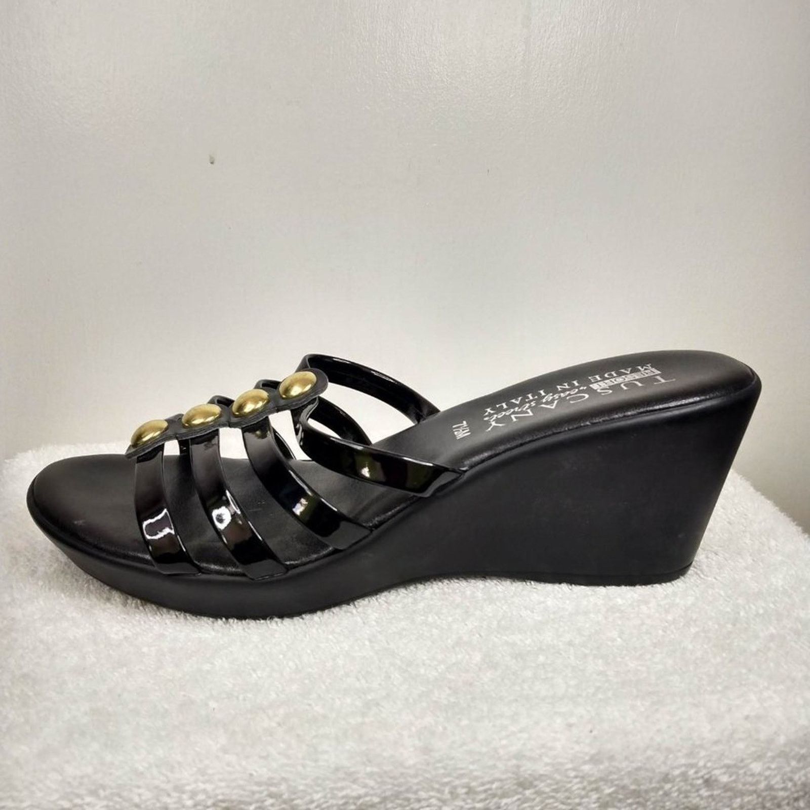 Other Tuscany by easy street Black Wedge Slide Sandals Size 7.5 Size US 7.5 / IT 37.5 - 2 Thumbnail