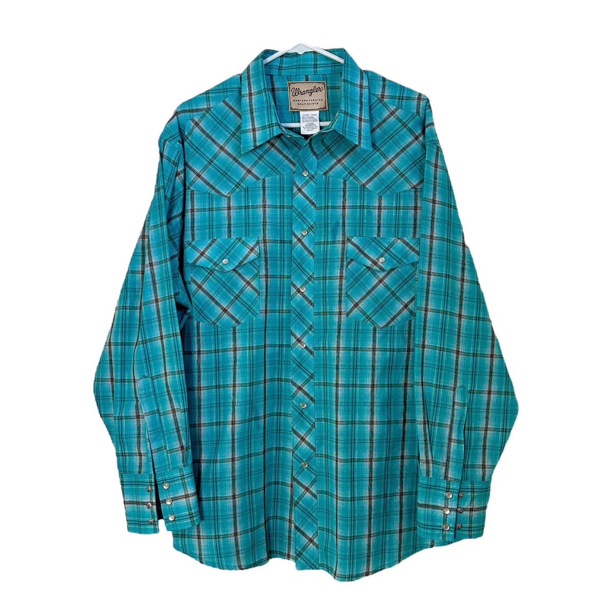 Wrangler Wrangler Western Men’s Pearl Snap Plaid Button Up Shirt 2XL Size US XXL / EU 58 / 5 - 1 Thumbnail
