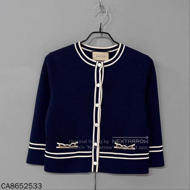 Gucci Gucci Dark blue horse buckle small fragrant style coat Size S / US 4 / IT 40 - 5 Thumbnail