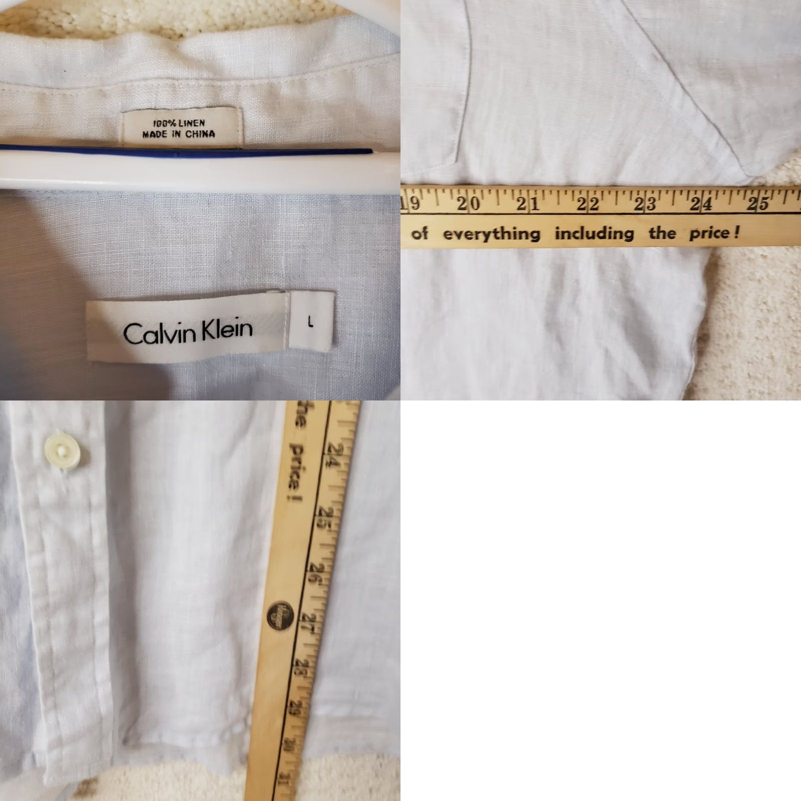 Calvin Klein Calvin Klein Linen Shirt Men's L Pale Blue Button Up Casual Short Sleeve Size US L / EU 52-54 / 3 - 8 Thumbnail