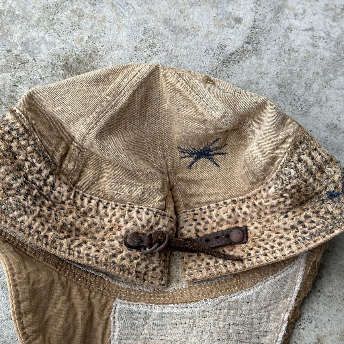 Kapital Sahara Desert Boro Sashiko Patchwork Trashed Conductor hat Size ONE SIZE - 8 Thumbnail