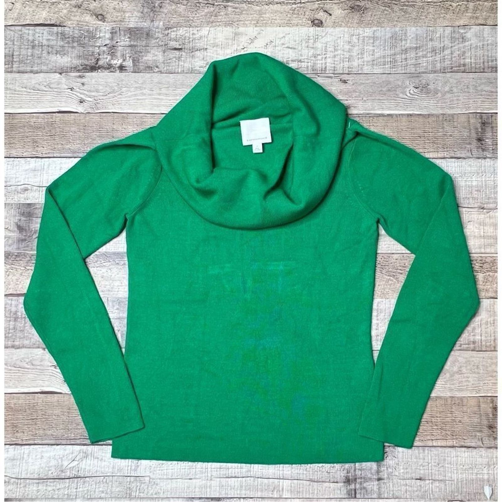 Anthropologie Ett:wa Anthropologie Green Ribbed Knit Pullover SMALL Preppy Size S / US 4 / IT 40 - 2 Thumbnail
