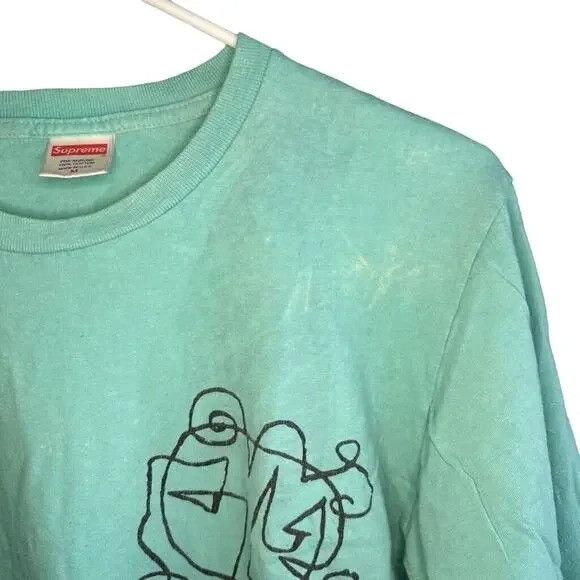 SUPREMEBEING Crop Top Green Graphic Long Sleeve Drop Shoulder T-Shirt Size M / US 6-8 / IT 42-44 - 7 Thumbnail