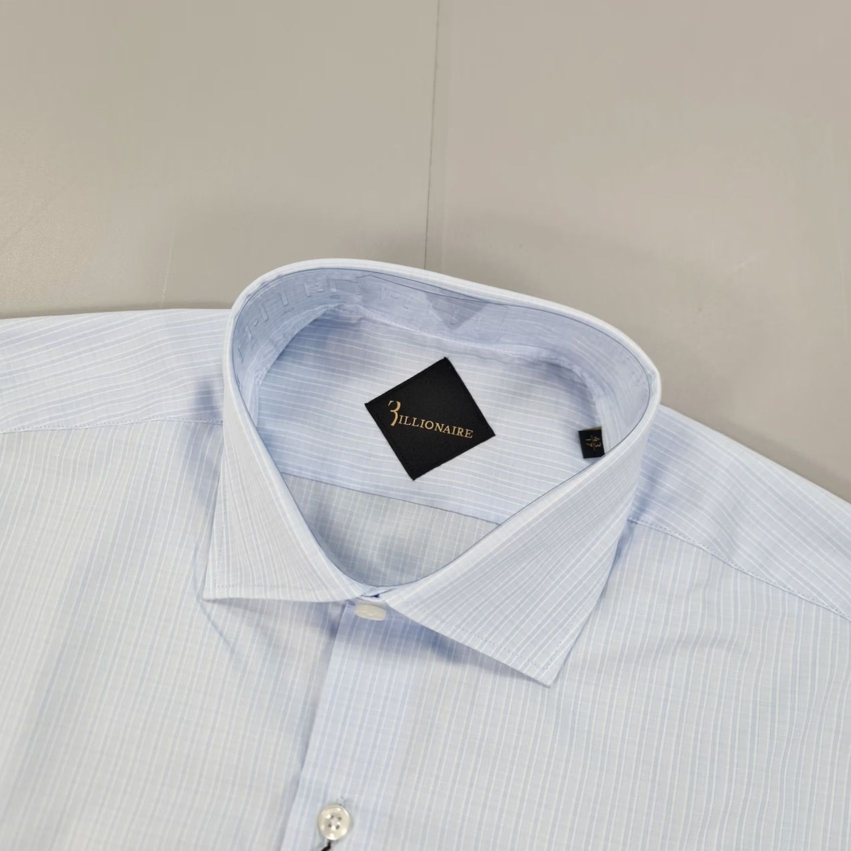 Vintage Billionaire Couture Mens Shirt Light Blue XL 17 Check Cotton Button Up Size US XL / EU 56 / 4 - 2 Thumbnail