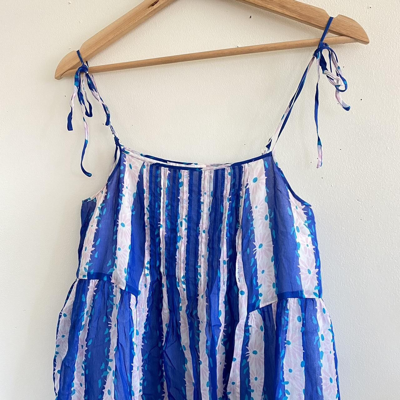 Betsey Johnson BETSEY JOHNSON BLUE WHITE STRIPED MINI BABYDOLL DRESS 2 Size XS / US 0-2 / IT 36-38 - 4 Thumbnail