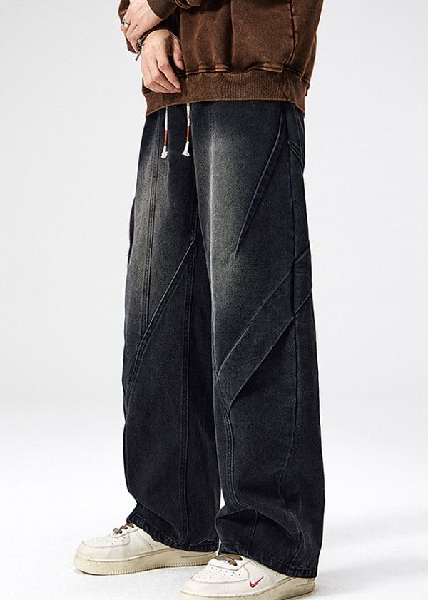 Japanese Brand American retro distressed men's loose washed straight jeans Size US 32 / EU 48 - 3 Thumbnail
