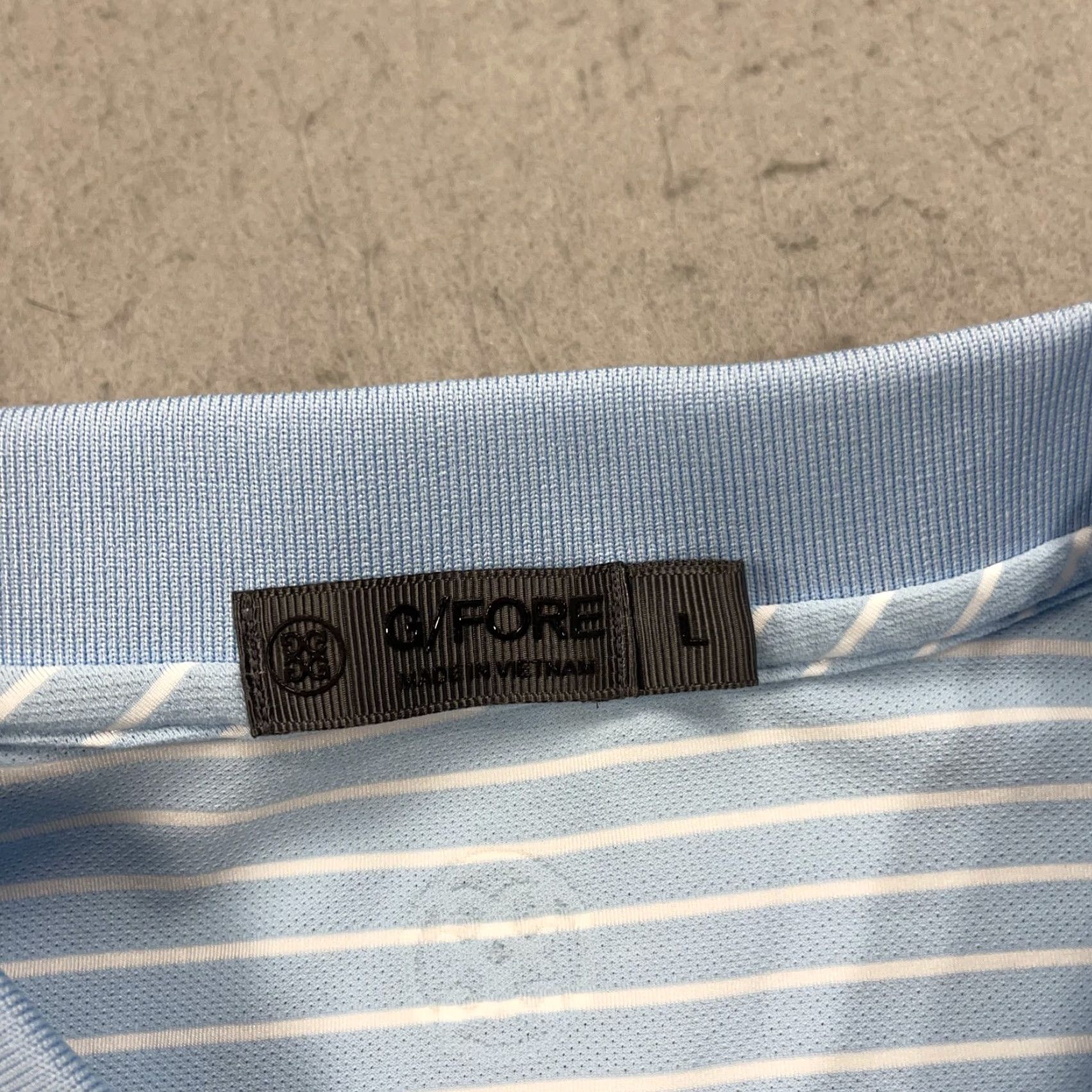 G/FORE G/Fore Polo Shirt Mens Large Blue Striped Golf Performance Perforated Stretch Size US L / EU 52-54 / 3 - 3 Thumbnail