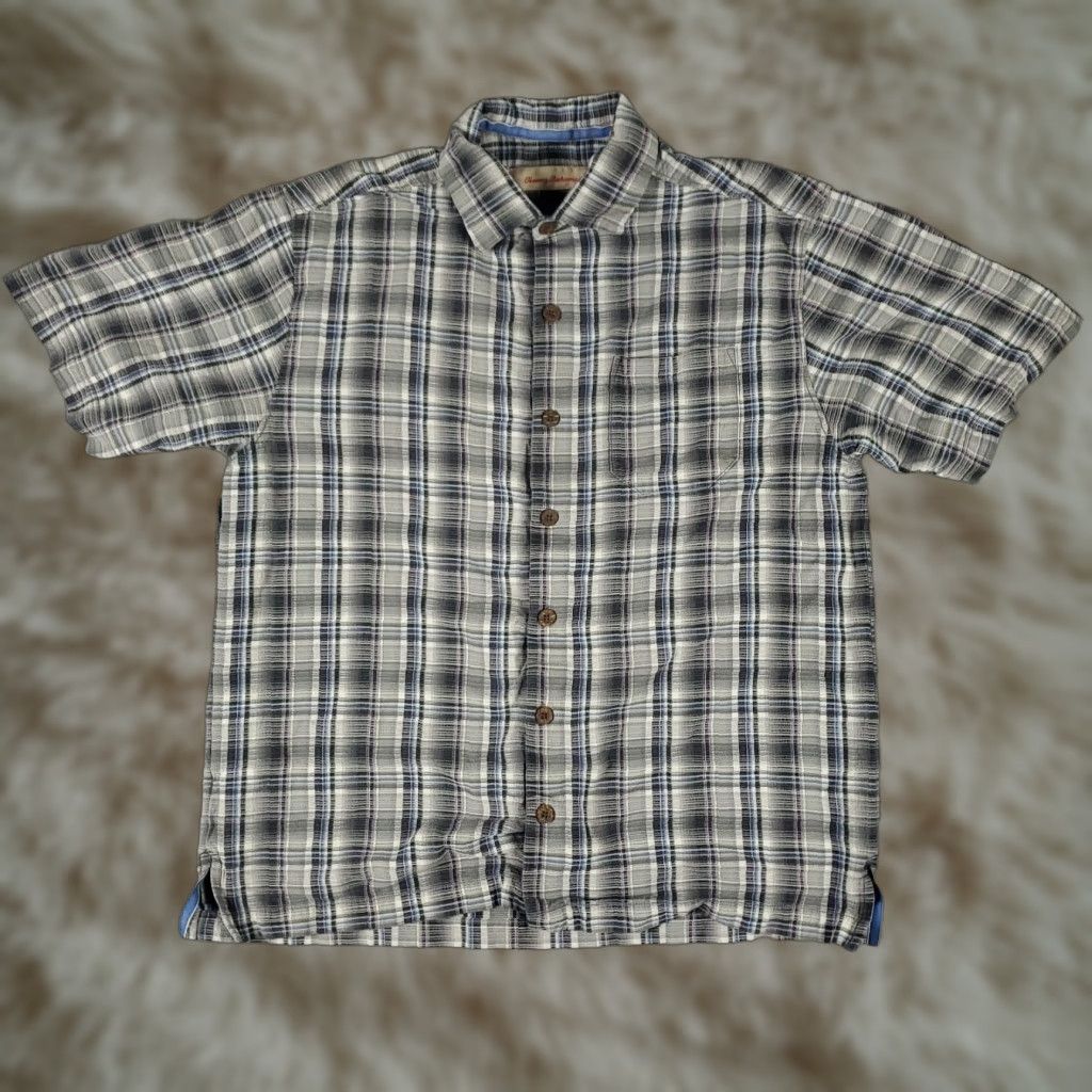 Tommy Bahama Tommy Bahama Silk Shirt Mens Medium Gray Plaid Button-Up Short Sleeve Hawaiian Size US M / EU 48-50 / 2 - 1 Thumbnail