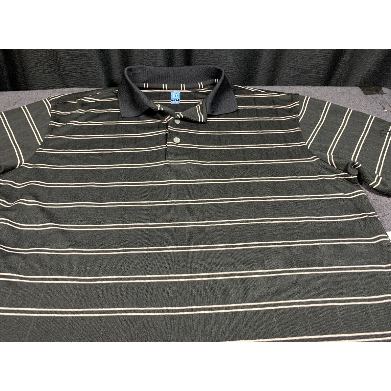 PGA Tour PGA Tour Black Striped Men's Short Sleeve Polo Shirt - Medium Size US XL / EU 56 / 4 - 2 Thumbnail