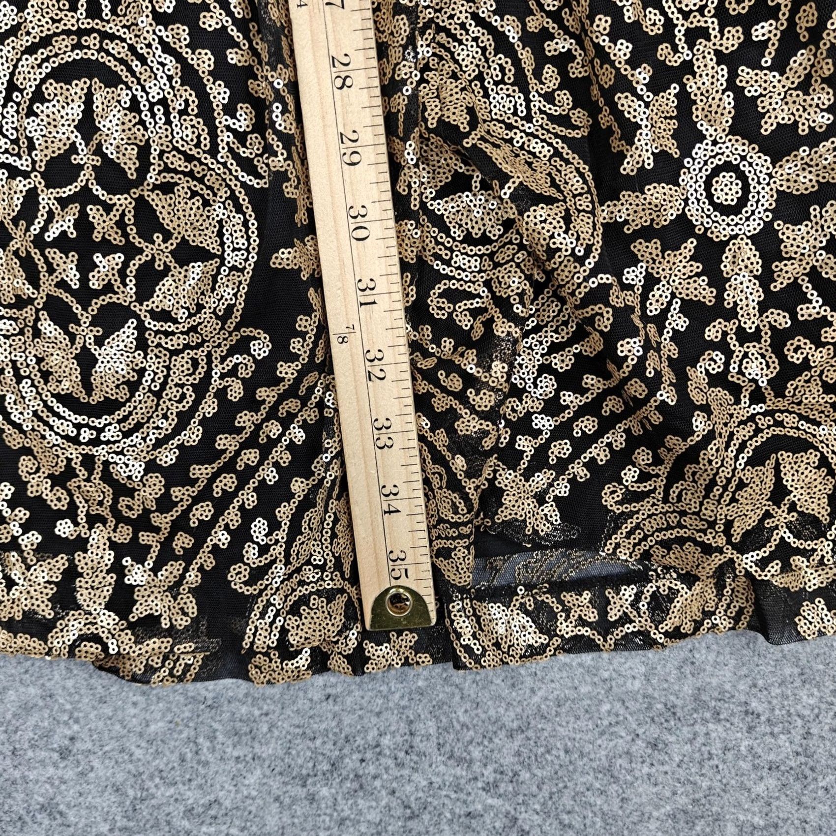 Vintage Eva Mendes Dress Womens 10 Gold Sequin Fit & Flare Short Party Cocktail Formal Dress Size 32" / US 10 / IT 46 - 7 Thumbnail