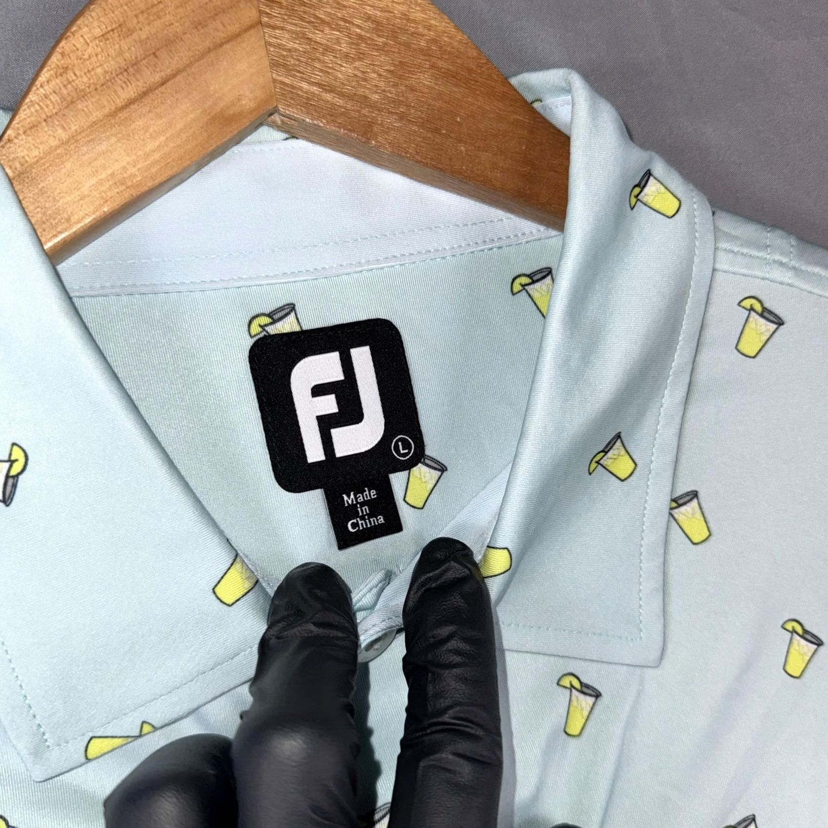 Footjoy FootJoy Polo Shirt Mens Large Blue Lemonade Drink Print Golf Performance Stretch Size US L / EU 52-54 / 3 - 3 Thumbnail