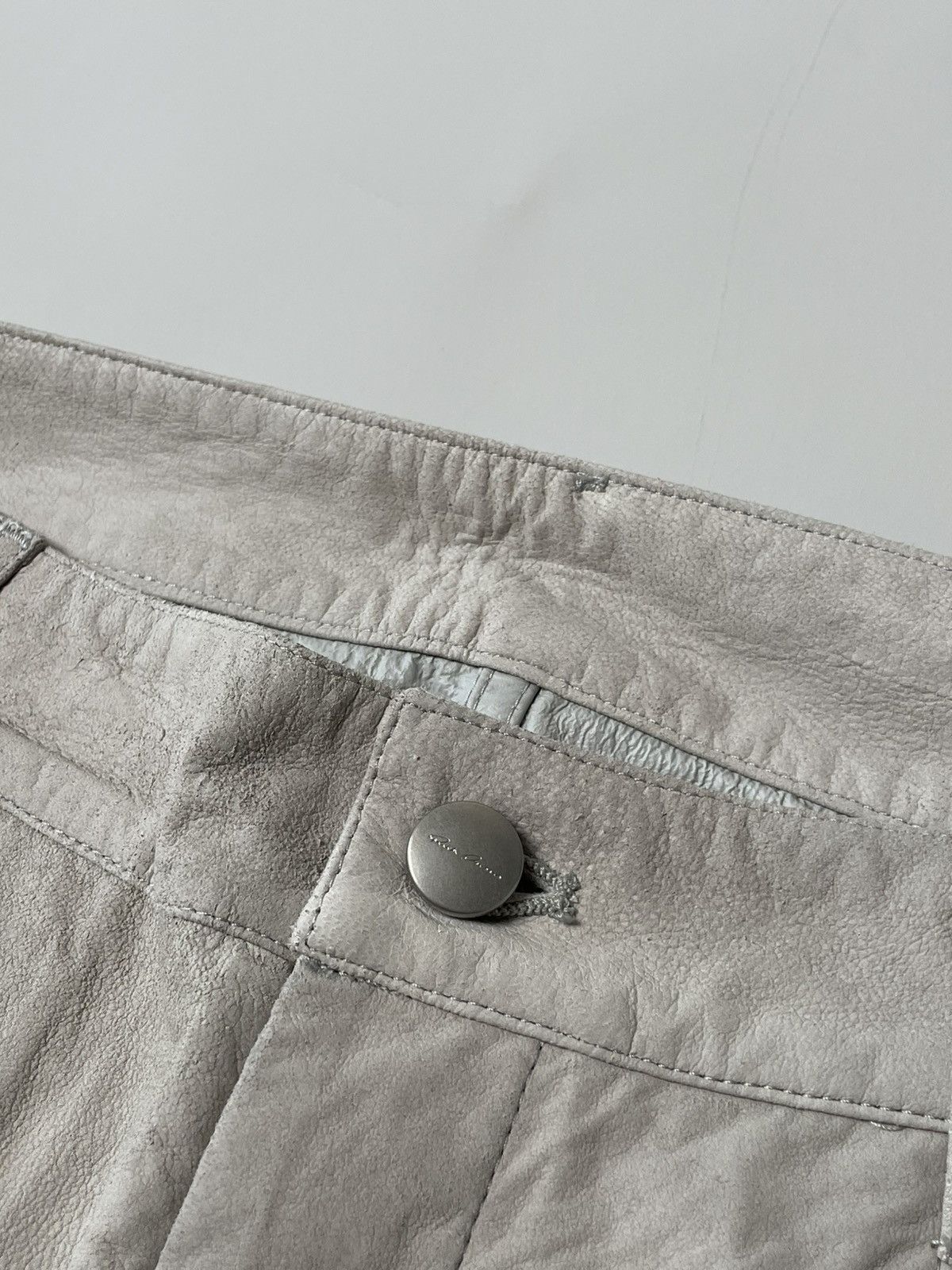 Rick Owens Rick Owens SS21 Blistered Leather Tyrone Cut Oyster Pants Size US 33 - 3 Thumbnail
