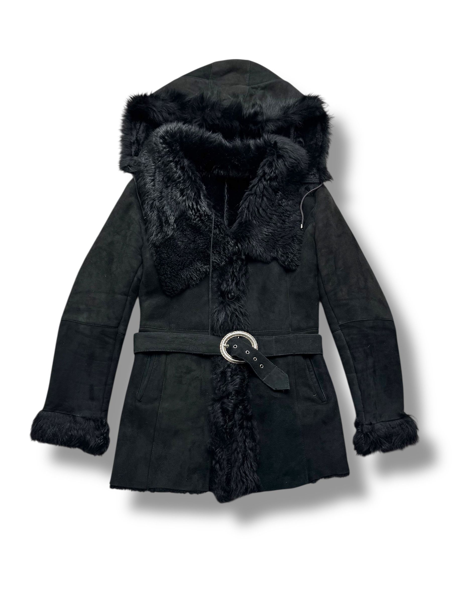Vintage 90's Real Sheepskin Coat With Belt(V423) Size XS / US 0-2 / IT 36-38 - 1 Thumbnail