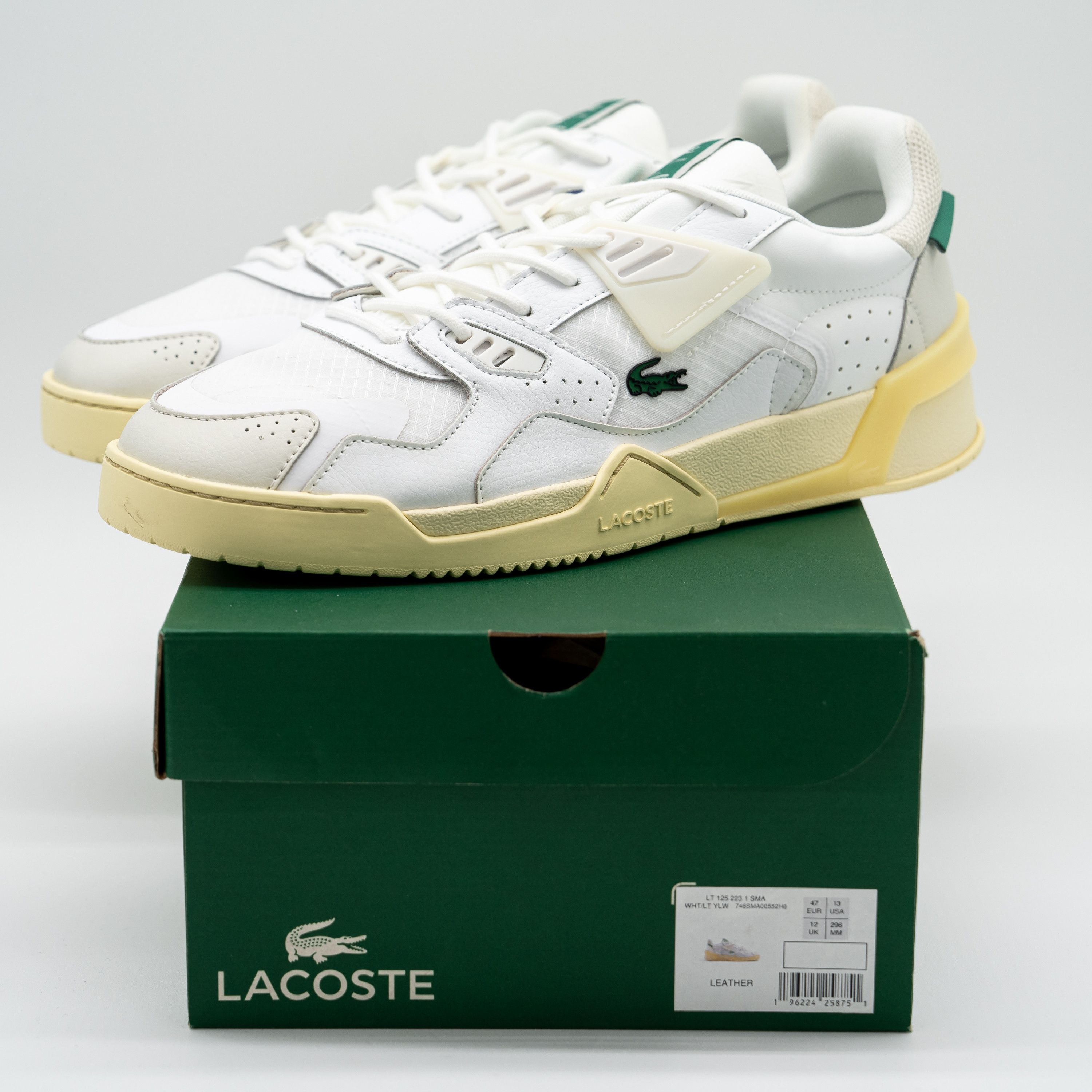 Lacoste 13 - Lacoste LT 125 Textile Sneakers White Yellow Green Size US 13 / EU 46 - 12 Thumbnail