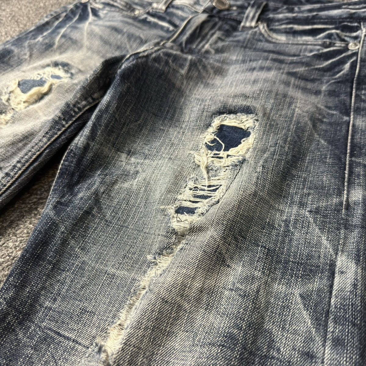Purple Brand 🔥🇯🇵 Vintage Japanese Destroyed Crack Wash Jeans LGB Style Size US 32 / EU 48 - 7 Thumbnail