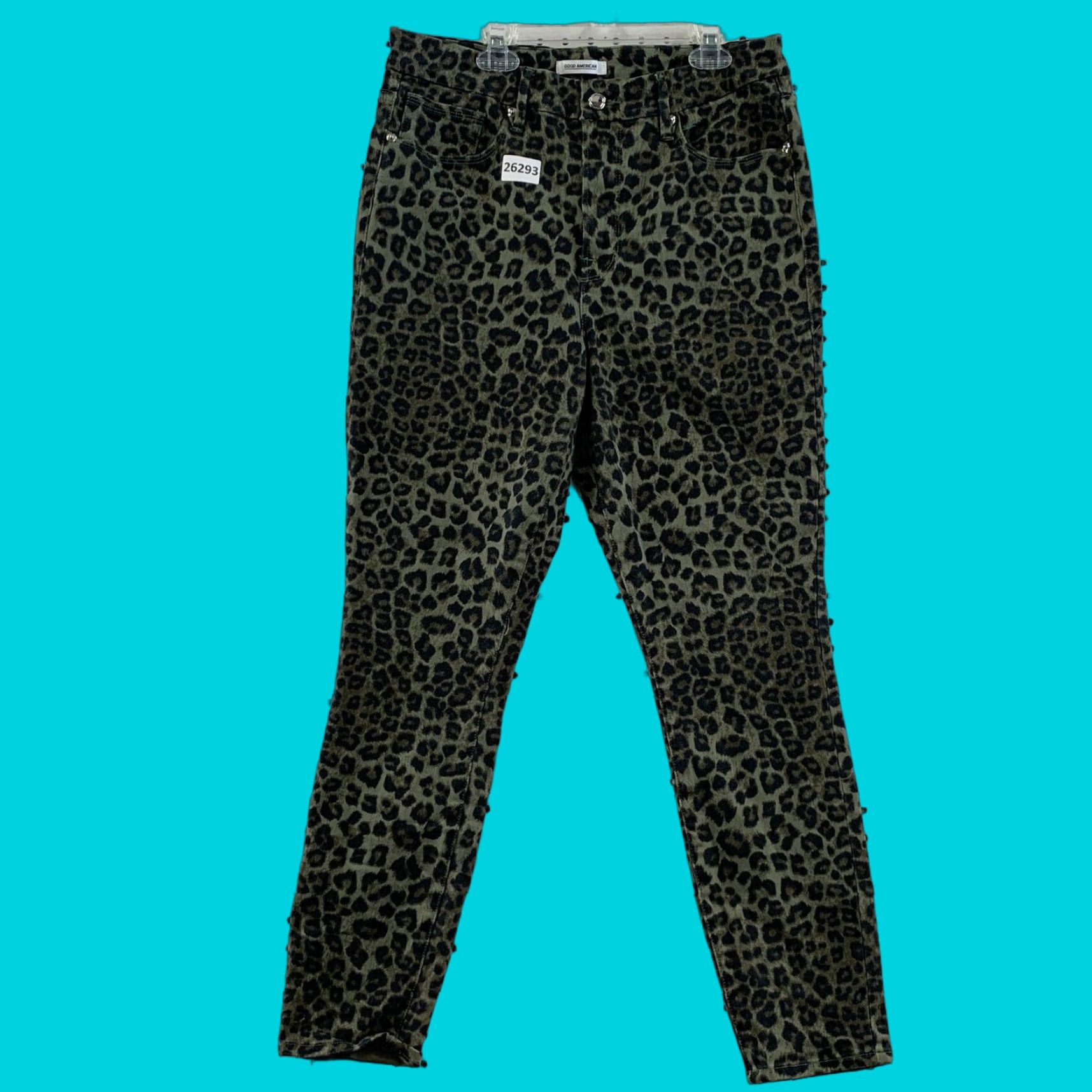 Good American Good American Sage Leopard Goodlegs Crop Skinny Jeans SZ 14 29x27.5 Size 29" - 1 Thumbnail