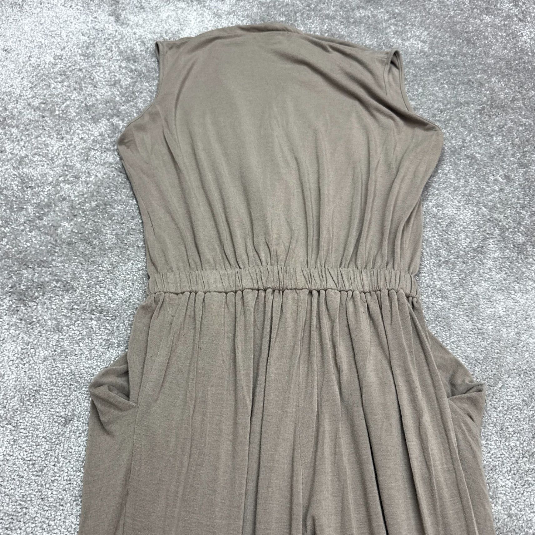 Vintage SEN One-Piece Jumpsuit Womens M Taupe Brown V-Neck Sleeveless Stretch Casual Size 32" / US 10 / IT 46 - 5 Thumbnail