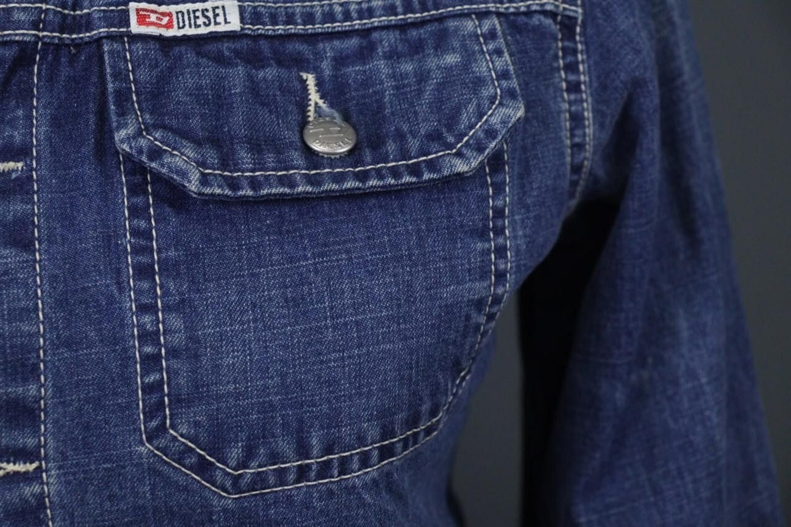 Diesel Diesel Blue Cotton Denim Collared Front Jean Jacket Size S Size S / US 4 / IT 40 - 5 Thumbnail