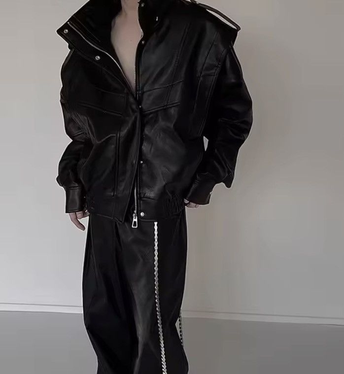 Japanese Brand 🏍️ Premium Black PU Leather Biker Jacket – Moto Core 2026 Size US L / EU 52-54 / 3 - 6 Thumbnail