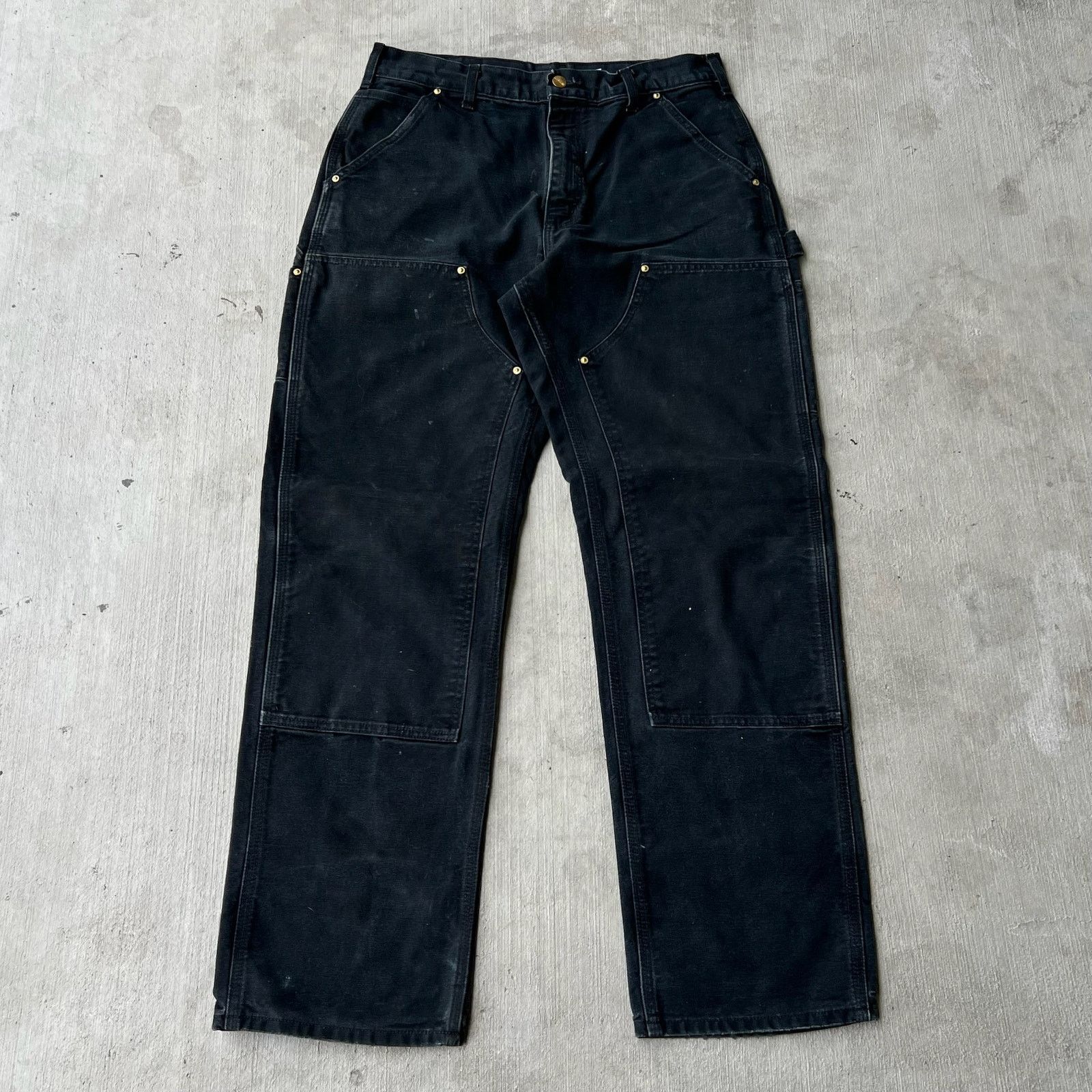 Carhartt × Vintage Carhartt faded black double knee work wear carpenter pants Size US 31 - 1 Thumbnail