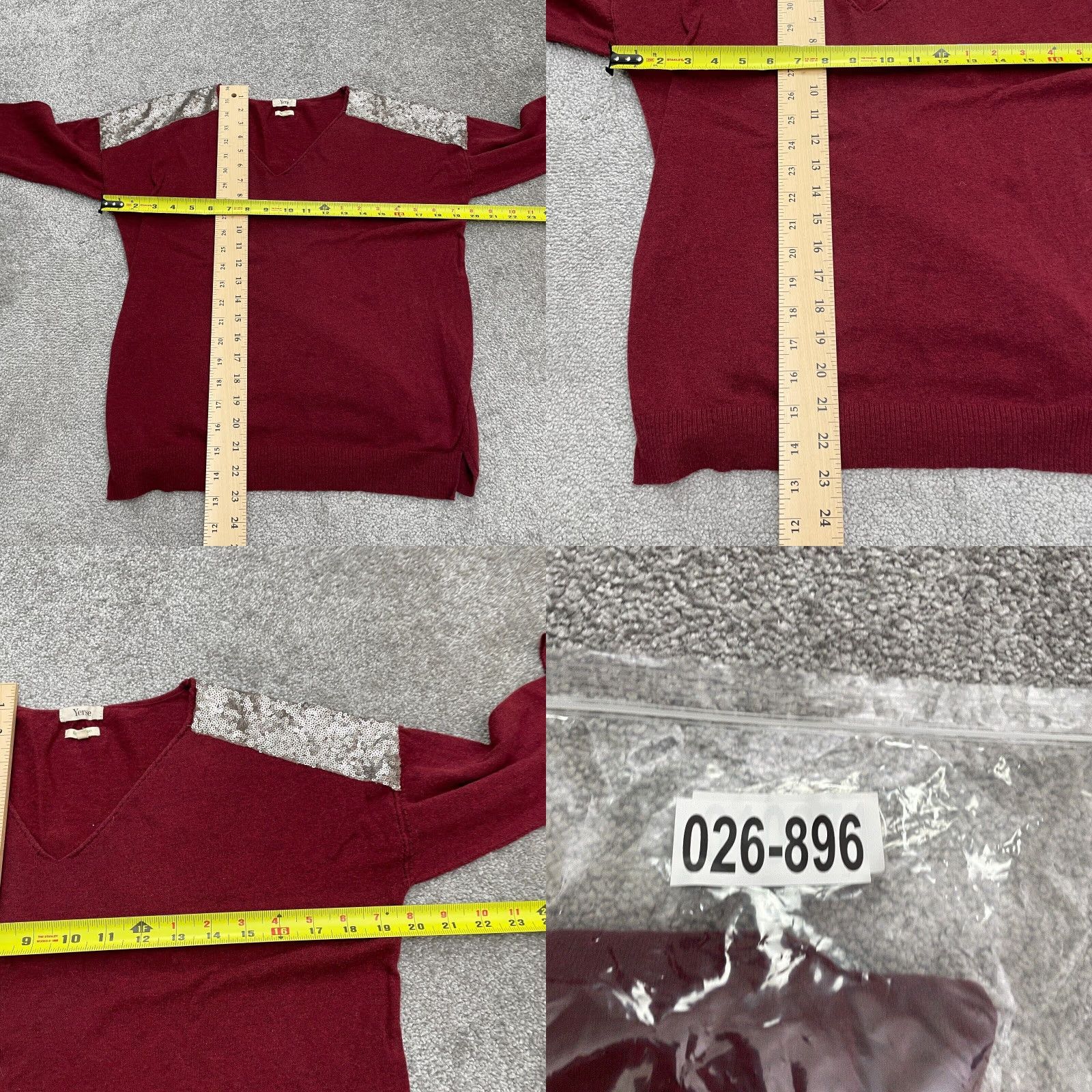 Vintage Yerse Women's Sweater Small Red Sequin V-Neck Casual Pullover Cotton Lightweight Regular Fit Size S / US 4 / IT 40 - 8 Thumbnail