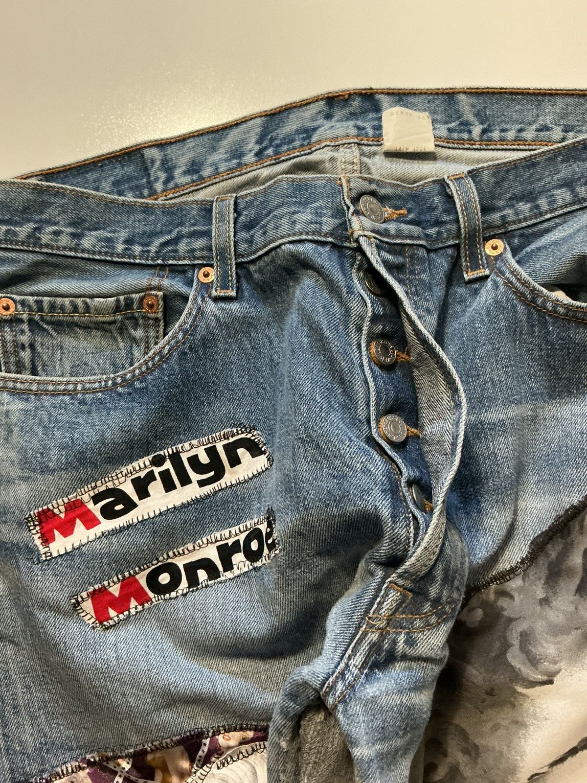 Levi's Levis Marilyn Monroe Patchwork OOAK 1Of1 Rework Denim Jeans Size US 36 / EU 52 - 6 Thumbnail