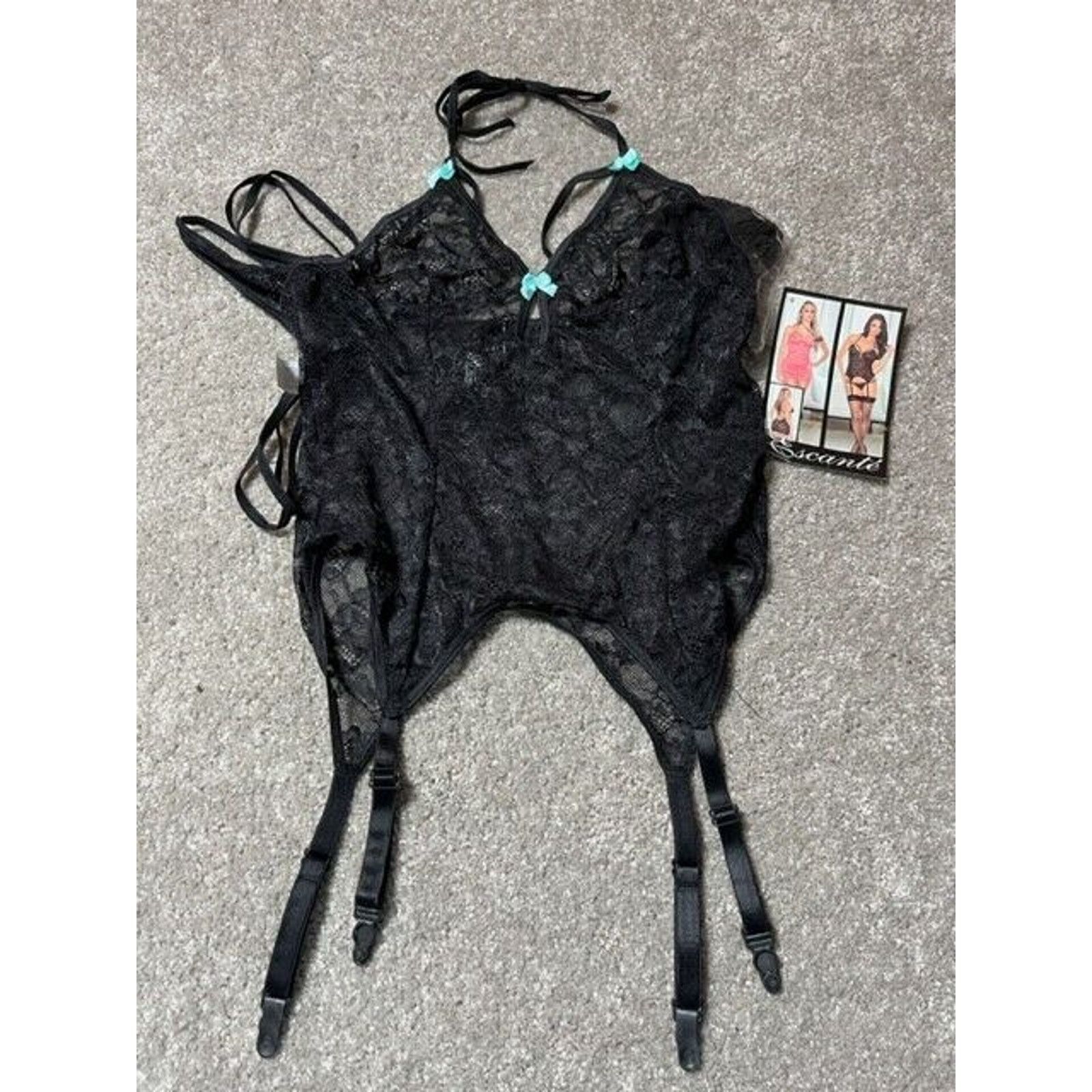 Other Escante Babydoll Sleepwear M Stocking Thong Lace Black Size ONE SIZE - 1 Thumbnail