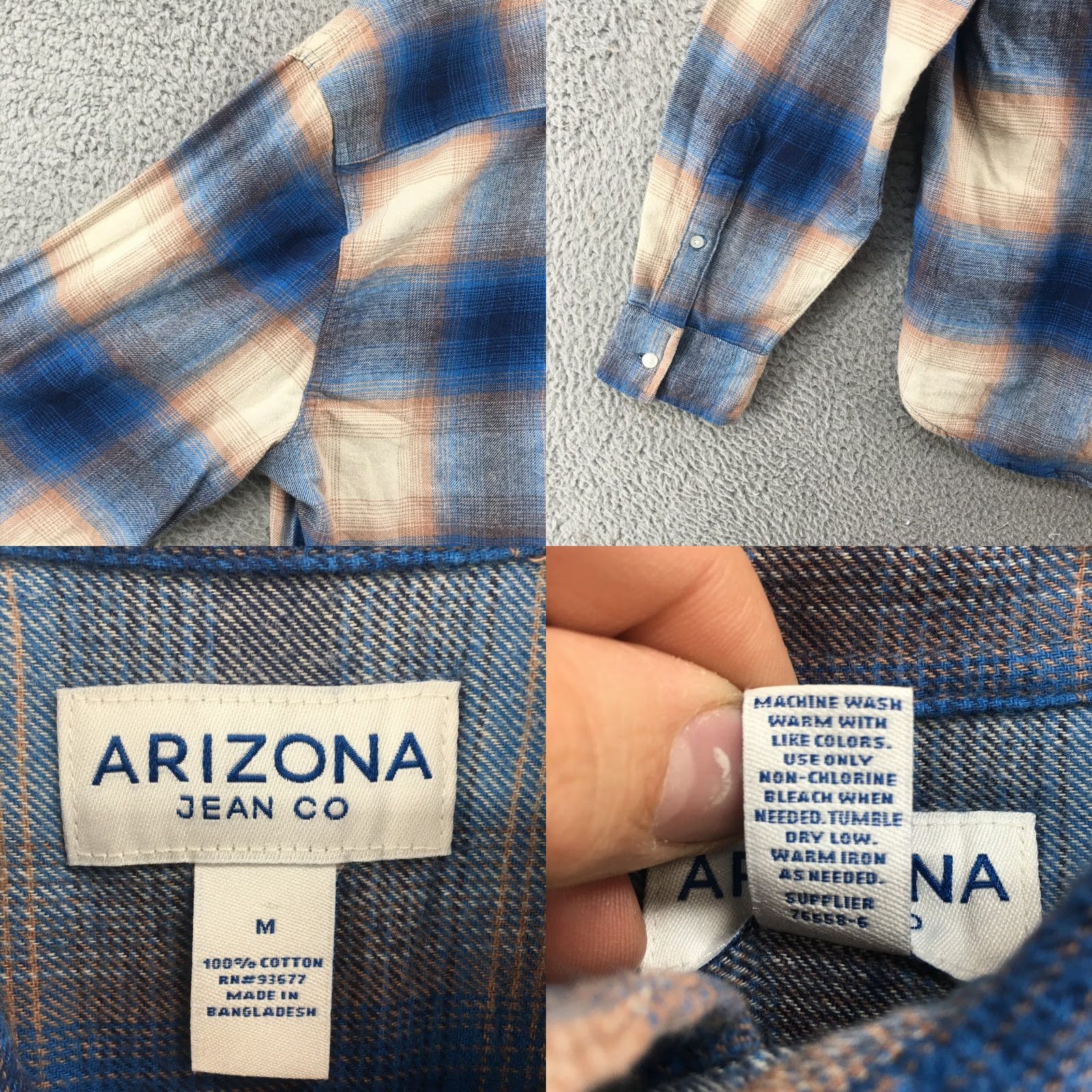 Vintage Nike AZ Arizona Button-Up Long Sleeve Shirt Mens M Blue Plaid Collar Pocket Cotton Shirt Size US M / EU 48-50 / 2 - 9 Thumbnail