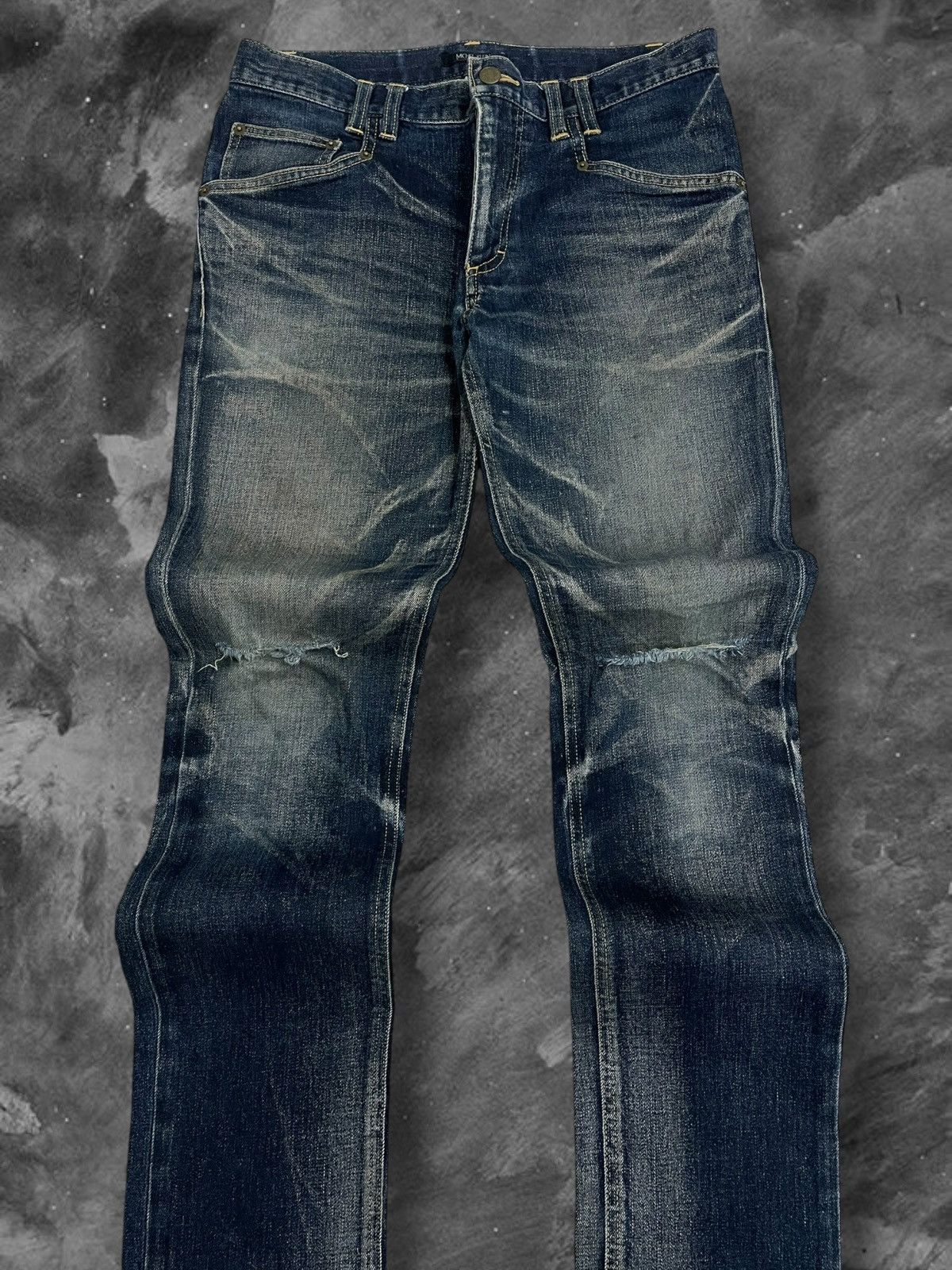Michel Klein Vintage 1990s Designer Michel Klein Raw Distressed Denim Size US 32 / EU 48 - 6 Thumbnail