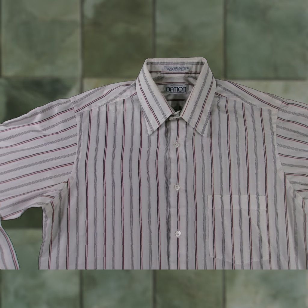 Vintage Damon Dress Shirt Mens Tall 15.5 Striped Long Sleeve White Pocket Button Up Size 42R - 1 Thumbnail