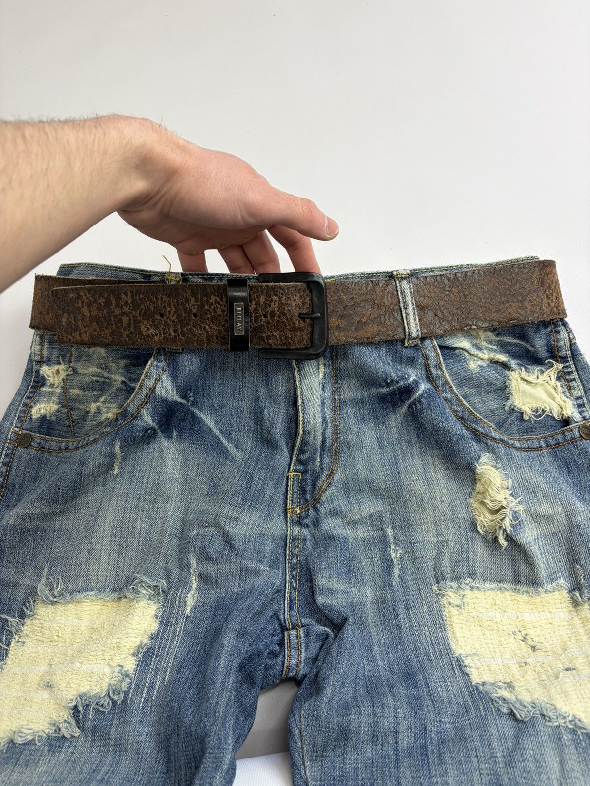 Hysteric Glamour Vintage Belt Y2K Rhinestones Punk Leather Belts size 32/36 Size 34 - 3 Thumbnail