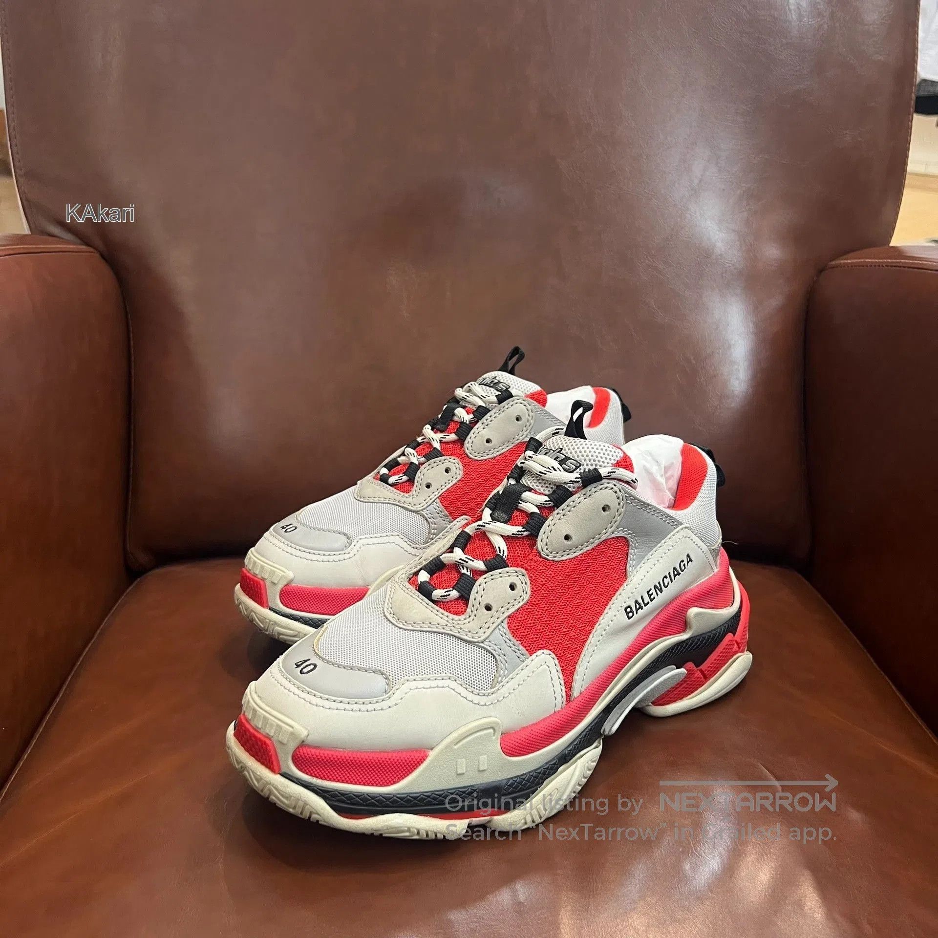 Balenciaga Balenciaga Triple S White Gray Red. Size US 7 / EU 40 - 1 Thumbnail