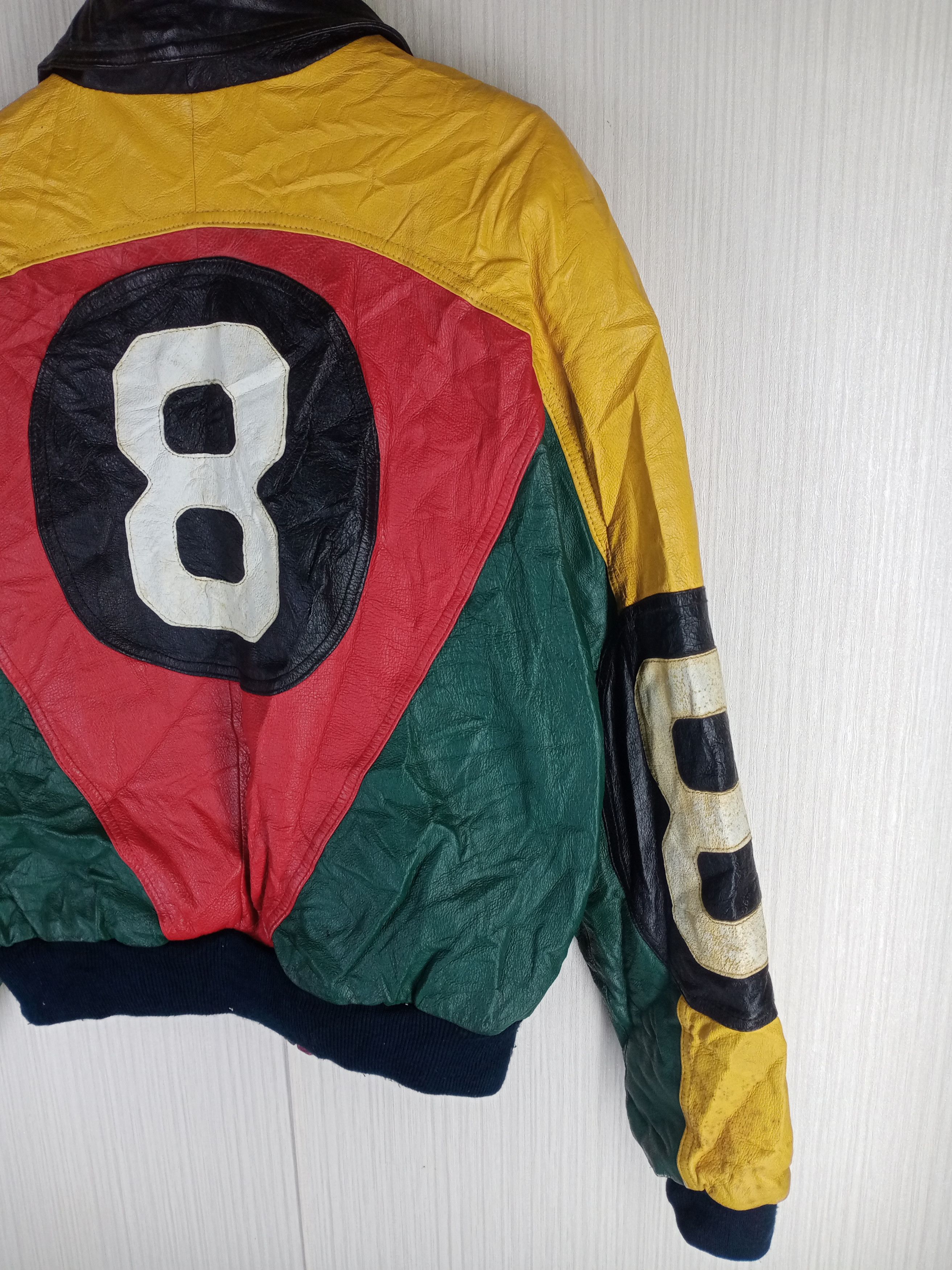 Japanese Brand RARE VINTAGE HARAJAKU MOTHER TRICOLOUR 8 BALL LEATHER JACKET Size US L / EU 52-54 / 3 - 5 Thumbnail