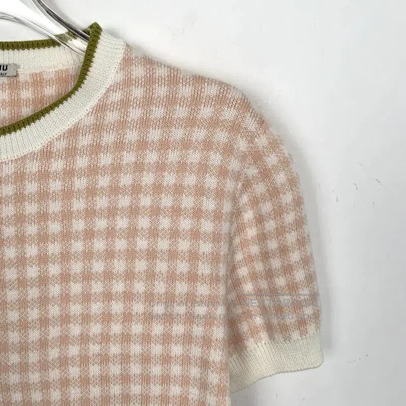 Miu Miu Miu Miu Pink Checkered Cotton Pullover Sweater . Size XS / US 0-2 / IT 36-38 - 3 Thumbnail