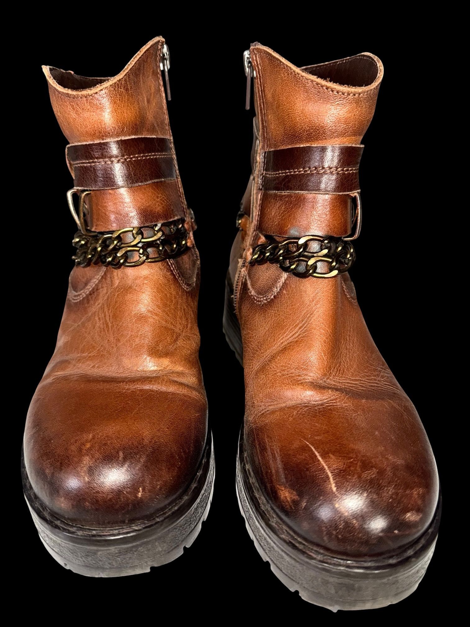 Other Vintage Brown Leather Biker Harness Ankle Boots Size US 7 / EU 40 - 2 Thumbnail