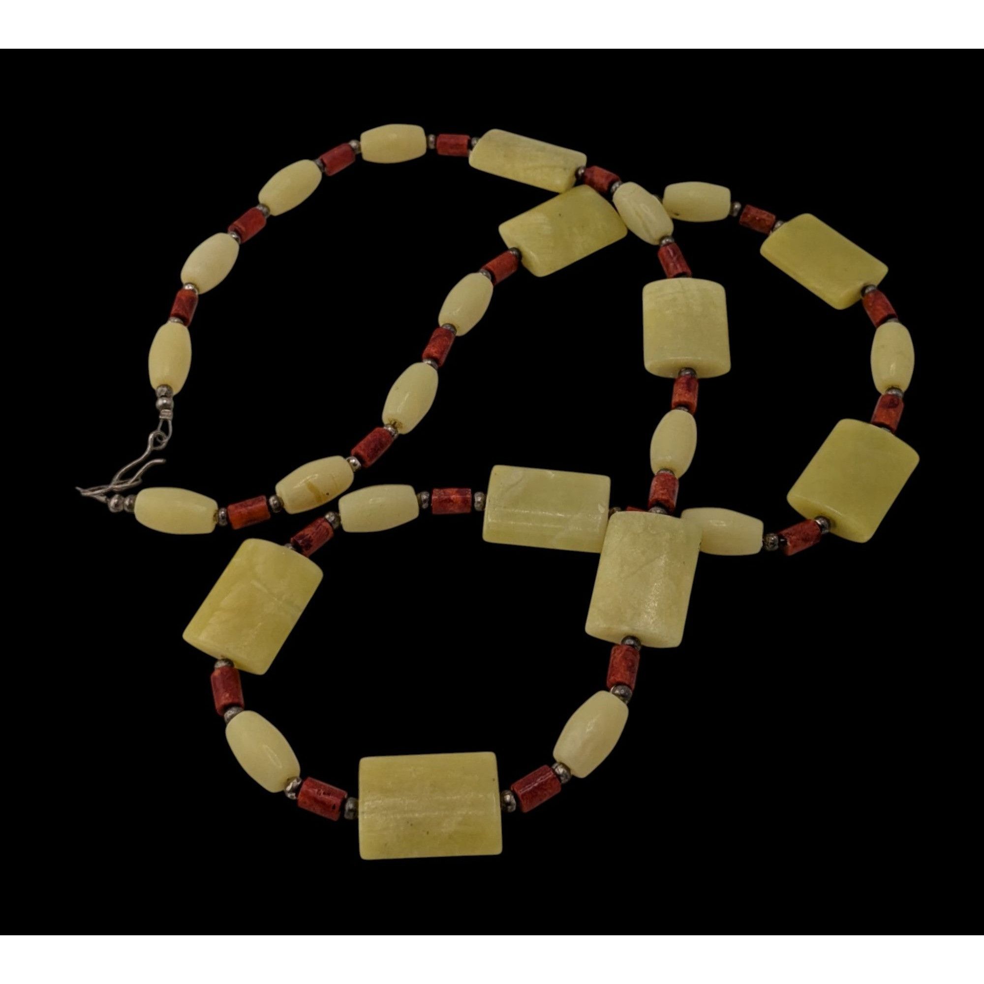 Other Vintage Handmade Jade And Coral Beaded Necklace With Sterlin Size ONE SIZE - 1 Thumbnail