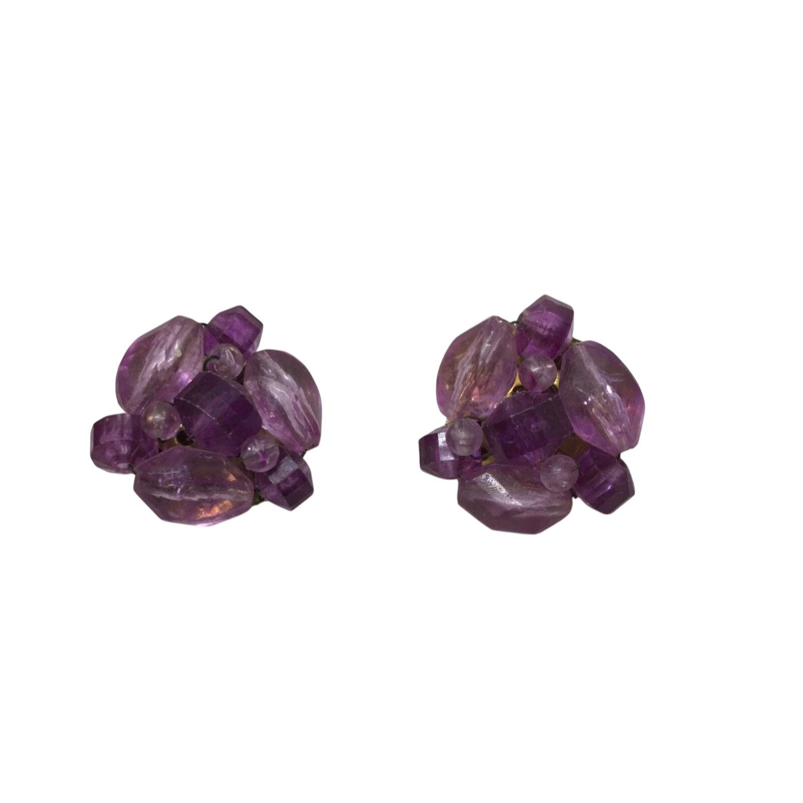 Other Women's Beaded Purple and Gold Tone Clip On Earrings Size ONE SIZE - 1 Thumbnail