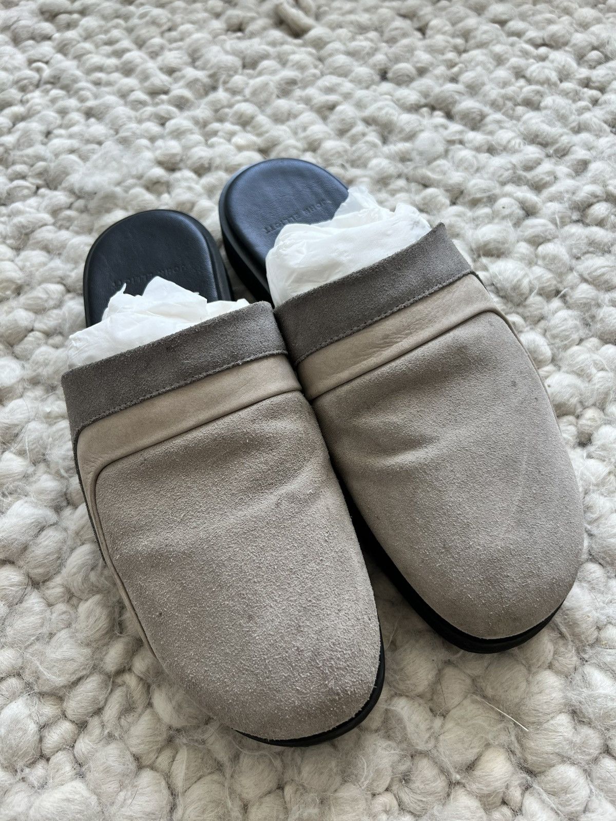 John Elliott 438USD Tan/Black Suede Grace Slides Size US 10 / EU 43 - 1 Thumbnail
