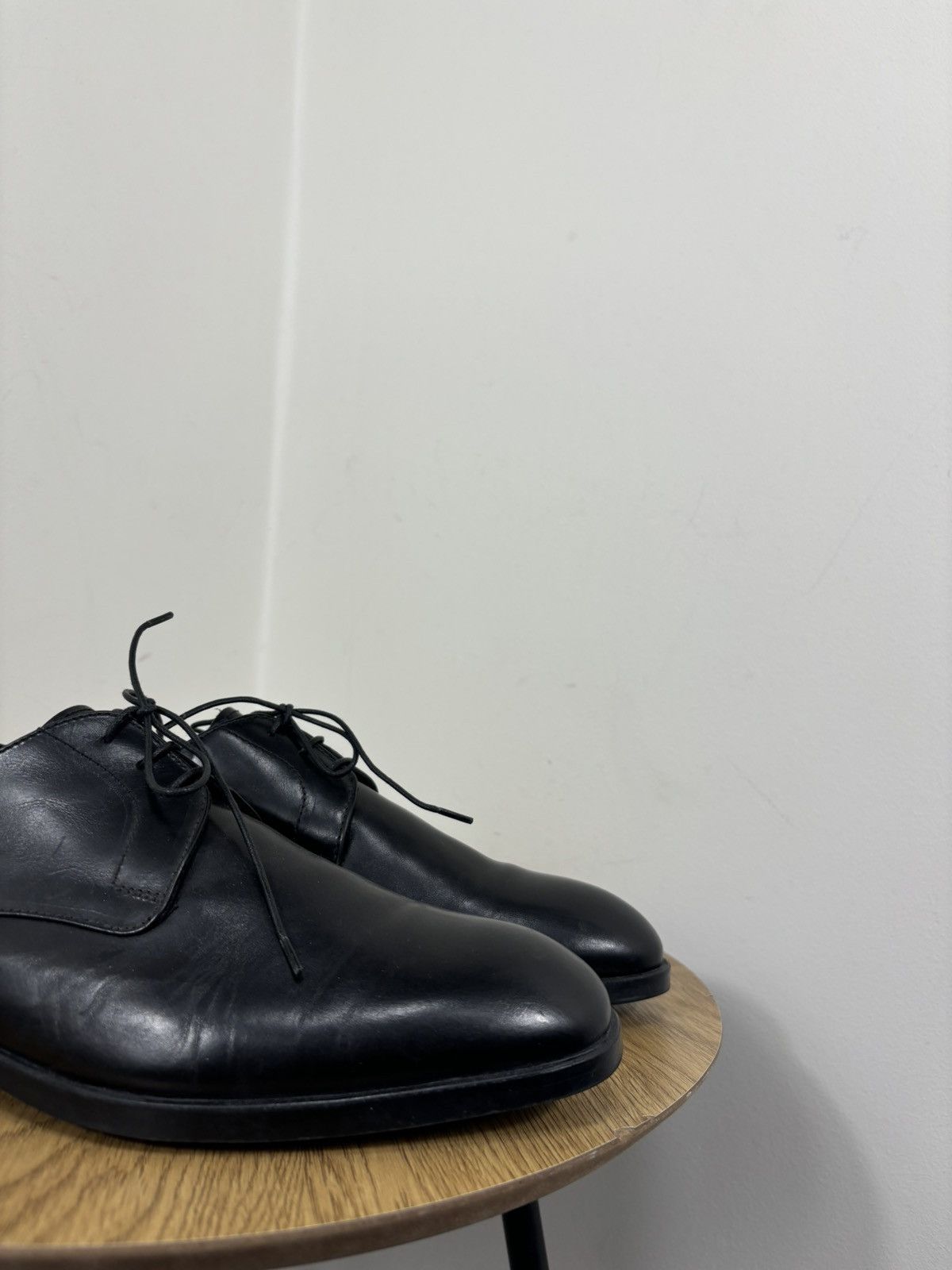 Doucal's Doucal’s Men’s Italian Handmade Black Leather Derby Shoes Size US 7.5 / EU 40-41 - 4 Thumbnail
