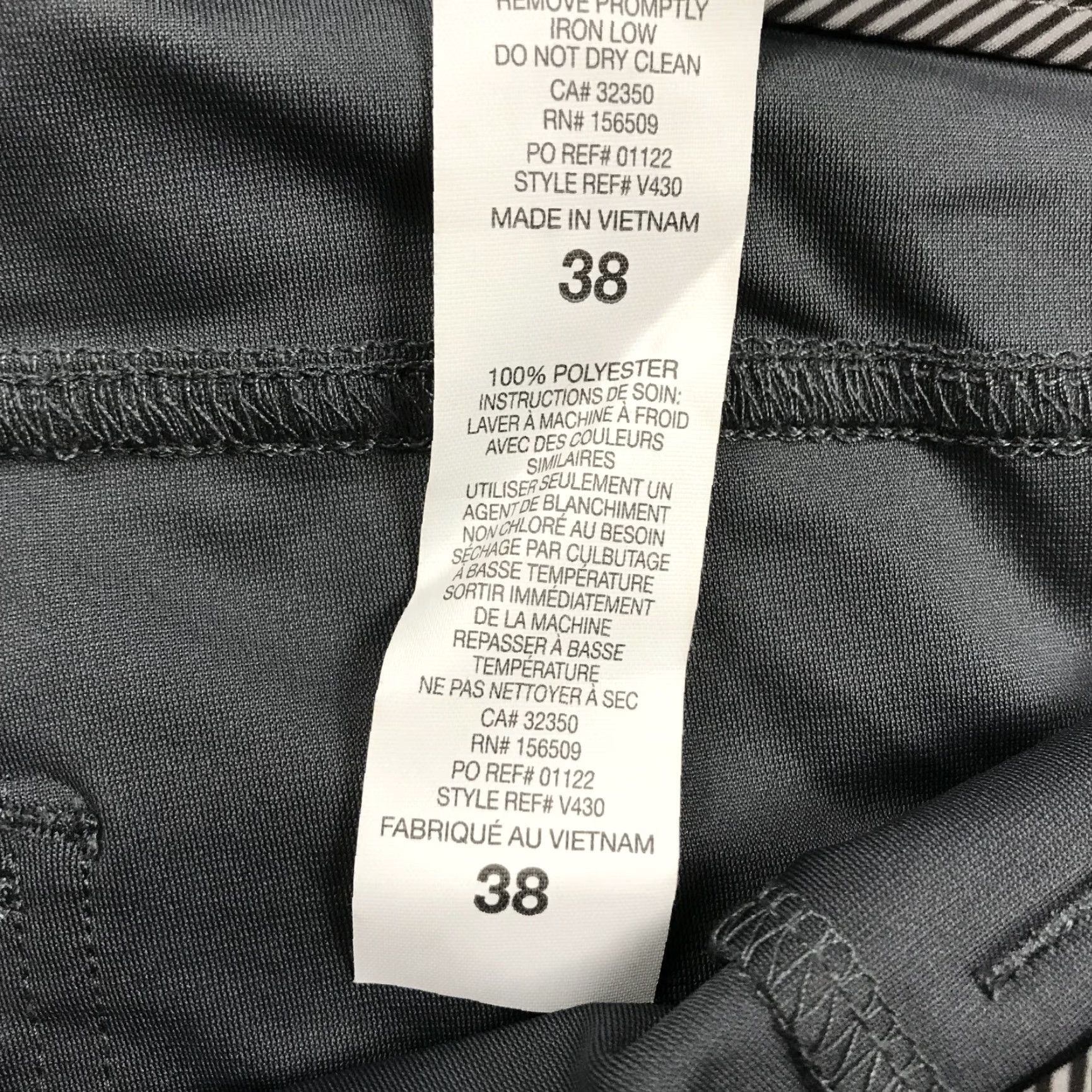 Vuori Vuori Mens 38x28 Gray Chino Pants — Regular, Polyester, Flat Front, Logo, Preppy, Sports, Casual Size US 38 / EU 54 - 5 Thumbnail