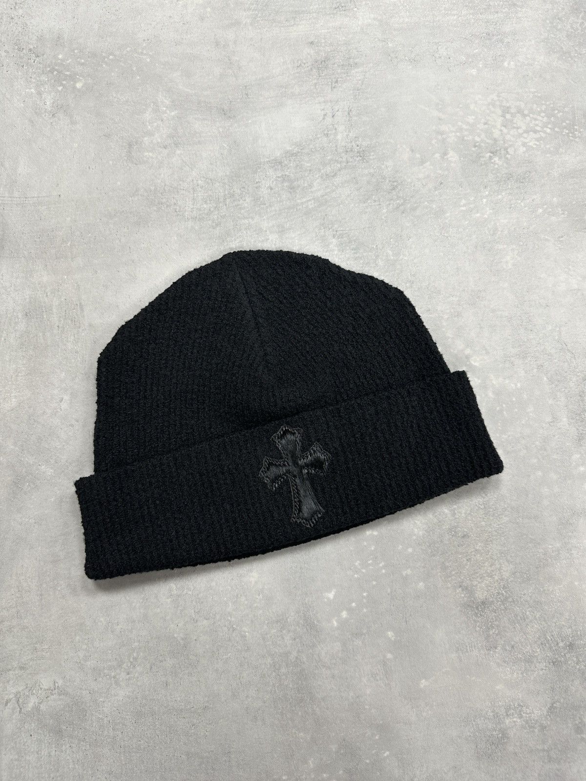 Chrome Hearts Chrome Hearts Badda Bing Pony Hair Cross Patch Beanie Black Size ONE SIZE - 1 Thumbnail