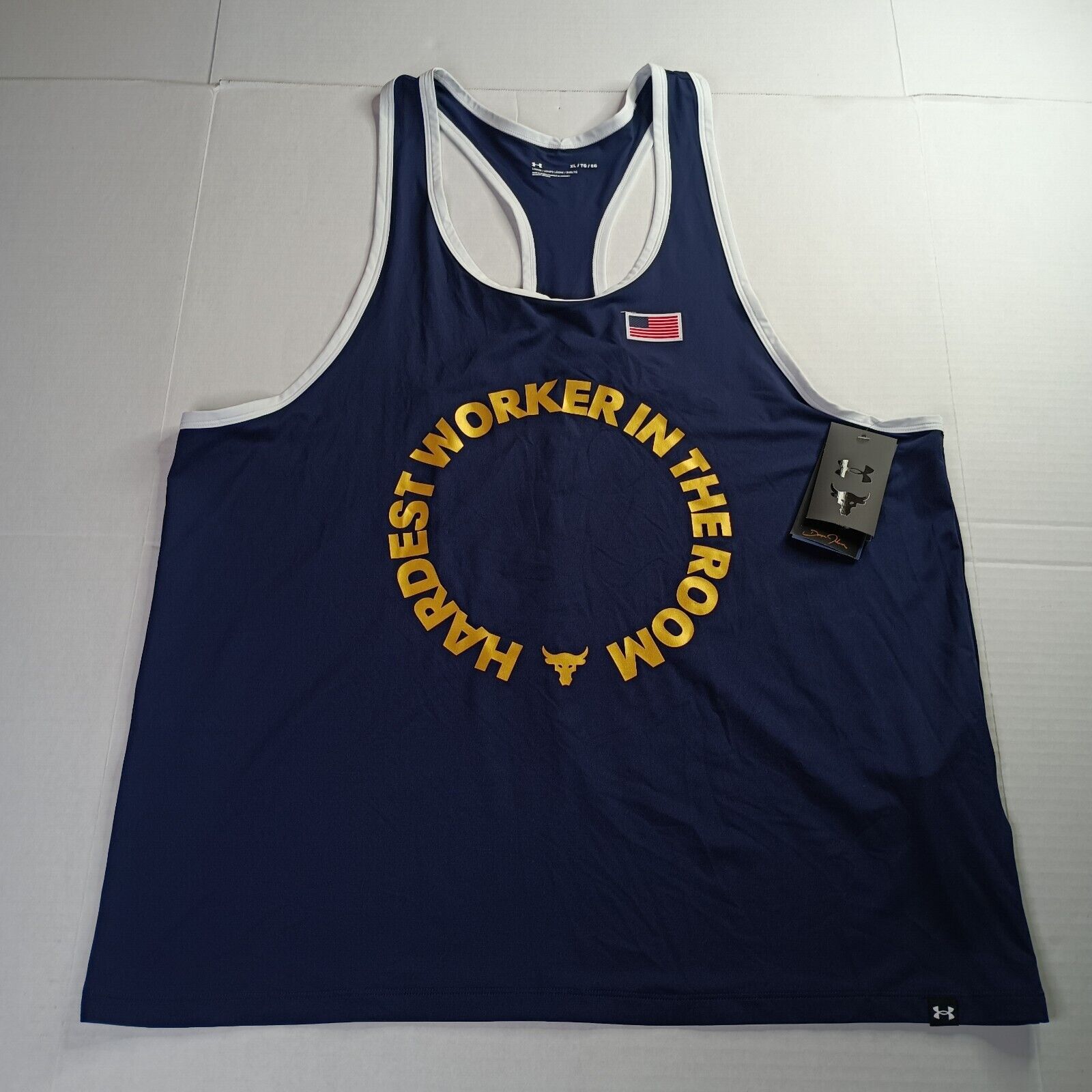 Under Armour Under Armour Project Rock Tank Hardest Worker Men’s XL Blue Size US XL / EU 56 / 4 - 1 Thumbnail