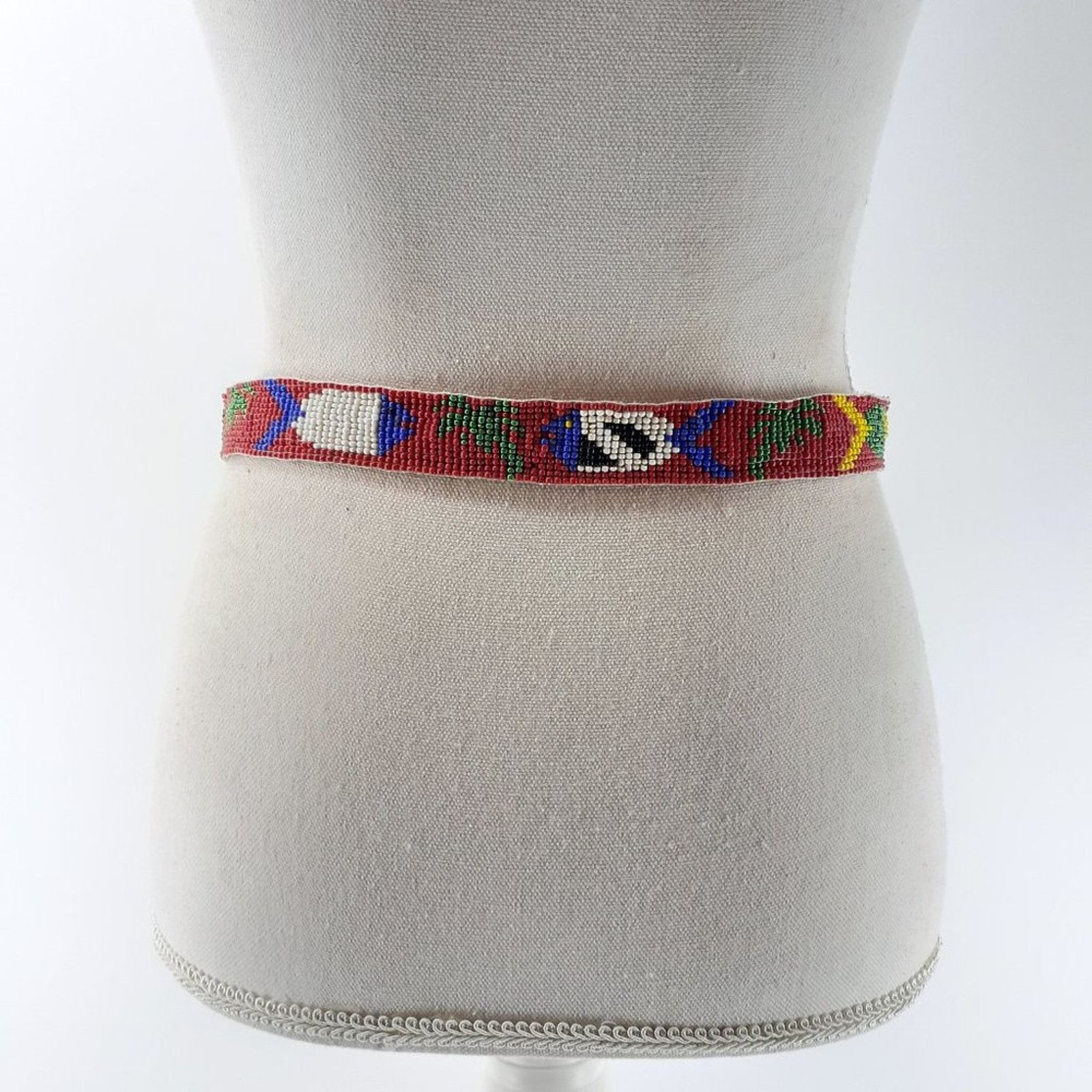 Other CDE Women's Beaded Fish Multicolored Belt Leather Boho 28 Size ONE SIZE - 7 Thumbnail