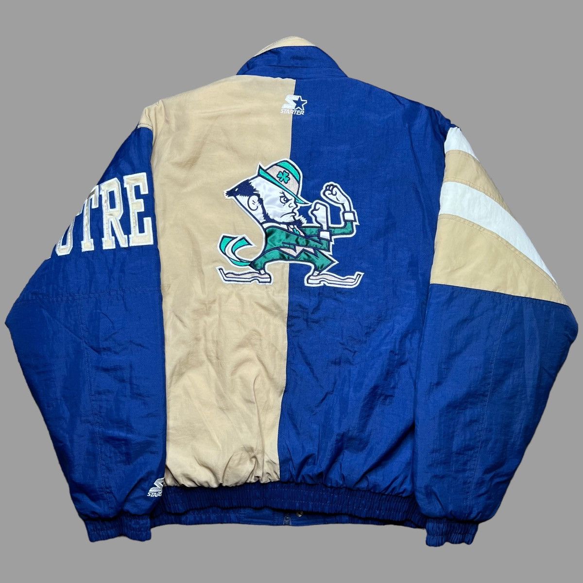 image of VTG 90's NCAA Notre Dame Fighting Irish Starter Puffer Jacket in Navy, Men's (Size XL)