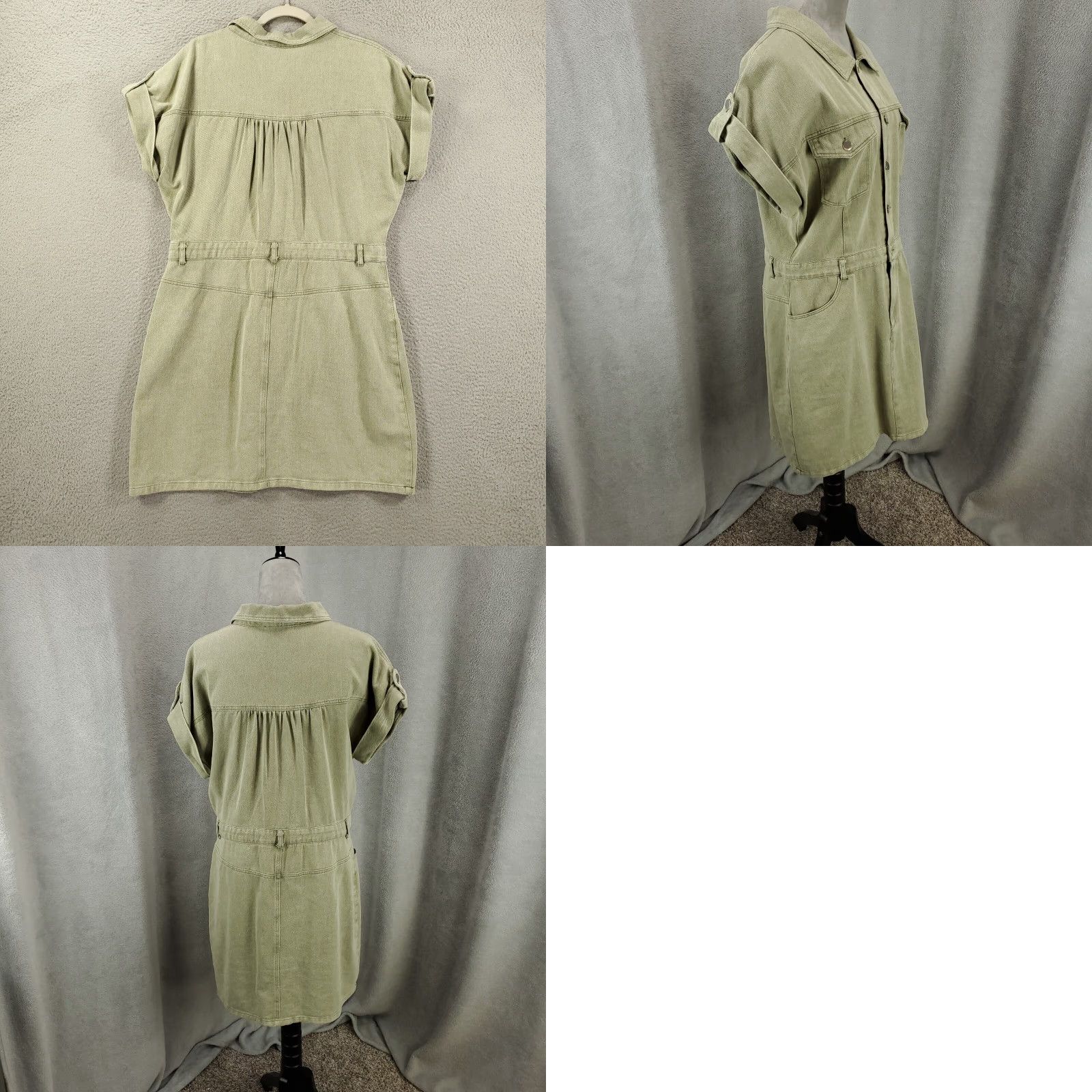 Vintage Womens Denim Dress Size Large The Refinery Short Sleeve Button Up Collared 90s Classic Mini Green Denim Dress Size L / US 10 / IT 46 - 8 Thumbnail