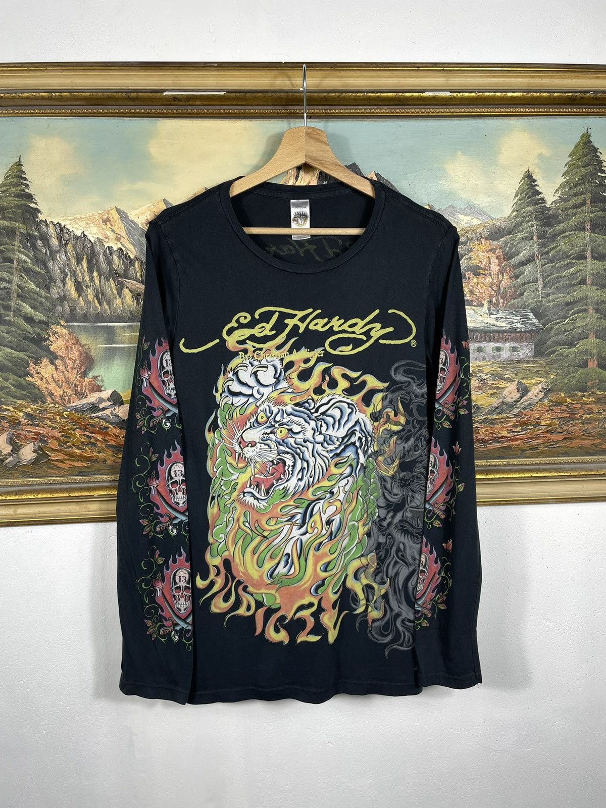 Christian Audigier × Ed Hardy × Vintage Ed Hardy Retro 00s LS Hiphop Rap Swag Drip Affliction Grunge Size US XS / EU 42 / 0 - 1 Thumbnail