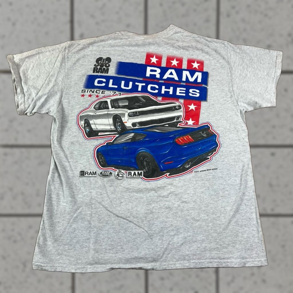 Vintage VINTAGE Ram T Shirt Cars Gray Large Mens Ram Clutches Graphic Print 90s? Size US L / EU 52-54 / 3 - 1 Thumbnail