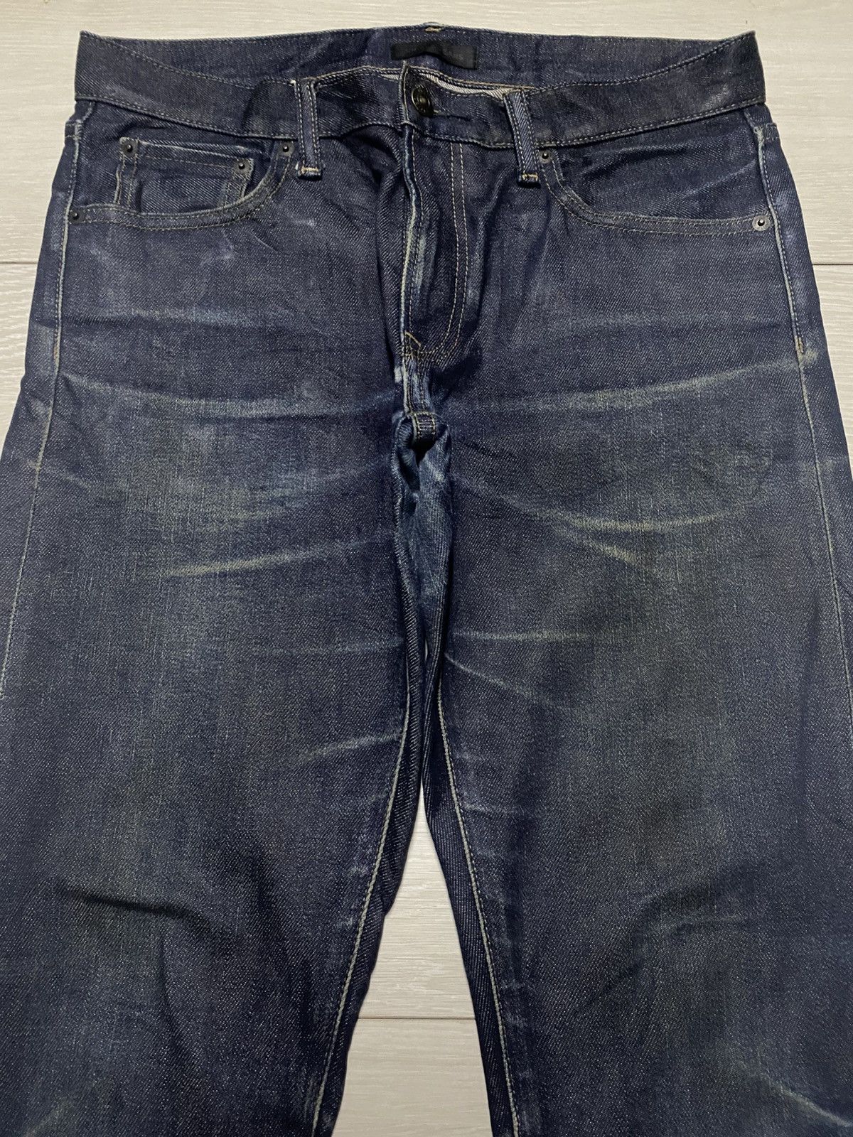Undercover × Uniqlo Vintage Uniqlo Blue Wash Distressed Repair Skinny Jeans Size US 32 / EU 48 - 3 Thumbnail